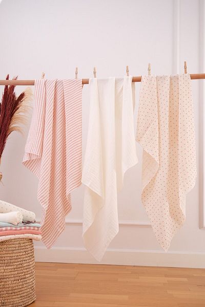 Bondberro 3 Pieces 100% Cotton Muslin Blanket - 2 Layers, Organic Oeko-teks Certified, 80 X 80 Cm