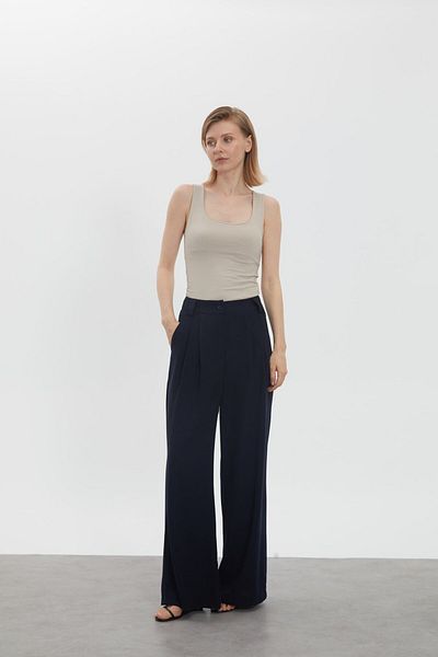 Nurs Navy Blue Crepe Palazzo Pants