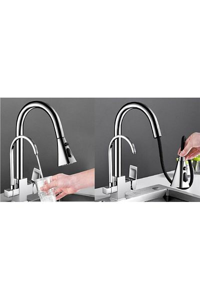 OEM Kitchen Sink Faucet Double Flow Water Purification Outlet Chrome 3 Function Sprinkler Imported