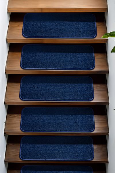 Stepmat Pack of 16 Dark Blue Square Curl Economical Step and Stair Mat