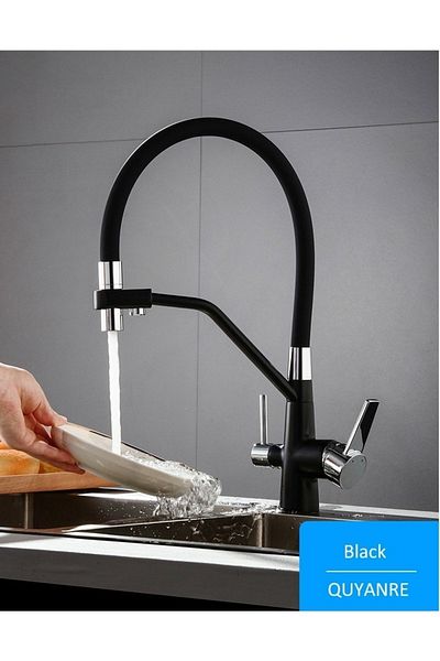 OEM Kitchen Sink Faucet Dual Flow Water Purification Outlet Spiral Matte Black