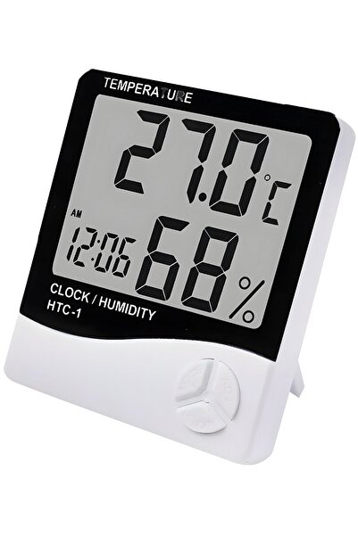 HTC -1 Oda Termometre Higrometre Hava Istasyonu Sıcaklık Nem Ölçer Lcd Saat