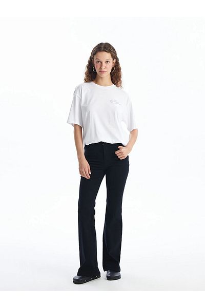 LC Waikiki Tricou LCW Vision Oversize pentru damă - Gât crew, Imprimat, mânecă scurtă