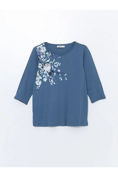 LC Waikiki LCW Grace - Tricou cu decolteu cu imprimeu floral pentru femei