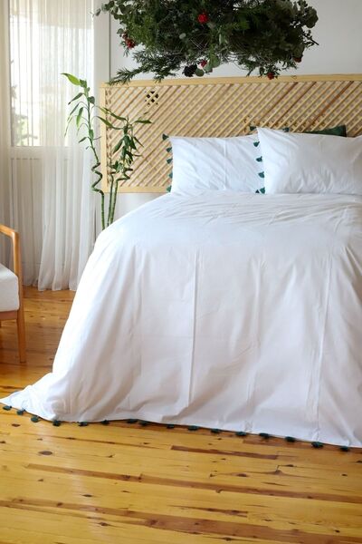 Tekstil Home Set cuvertură dublă dublă din bumbac, 100% bumbac, lucrat manual, verde, cutie de zestre de sezon nou