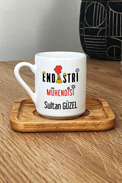 Hedizu Kişiye Özel Endüstri Mühendisi Türk Kahvesi Fincanı Ahşap Altlıklı Müh...