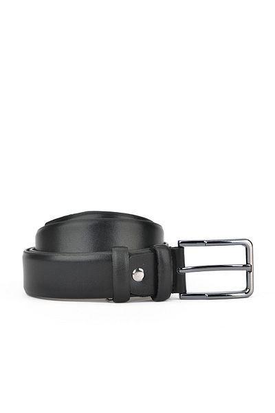 Ziya 3.5 cm Wide Genuine Leather Men's Belt - 143980 Z205 Black