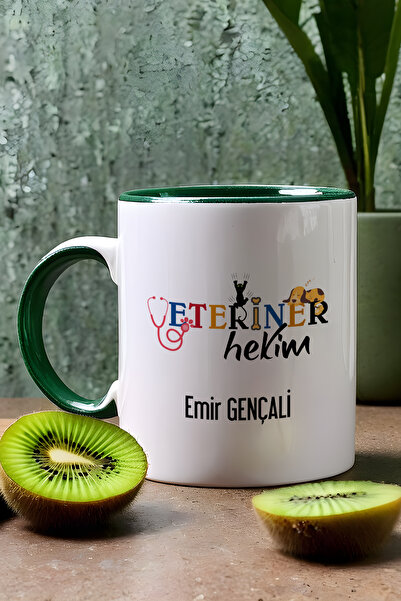 Hedizu Kişiye Özel Veteriner Hekim Kupa Bardak Yeşil İsme Özel Tıp Bayramı He...