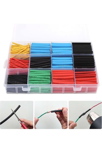 TUTYAKALA 560 Adet Isıyla Daralan Renkli Laptop Şarj Kablo Kaplama Yalıtım Tamir Bandı Koruyucu Makaron
