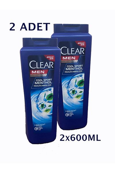 Clear 2X600 ml Cool Sport Menthol Shampoo - Effective Against Dandruff, Refreshing