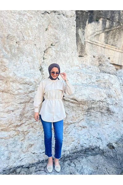 W WARGA Waist Lace-up Windbreaker Tunic