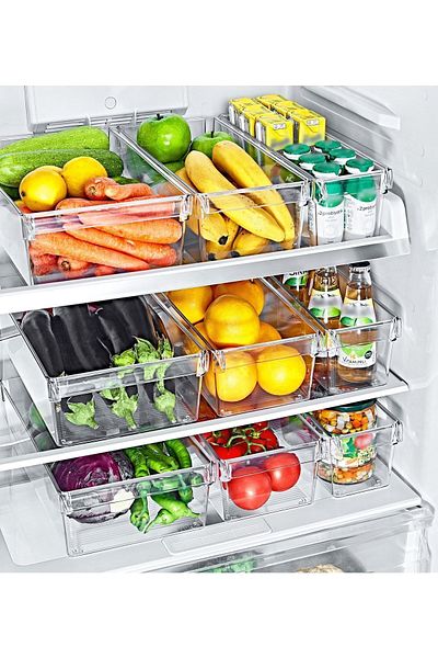 EMHOUSE Em-611 Midi Size 3 Piece Refrigerator Organizer