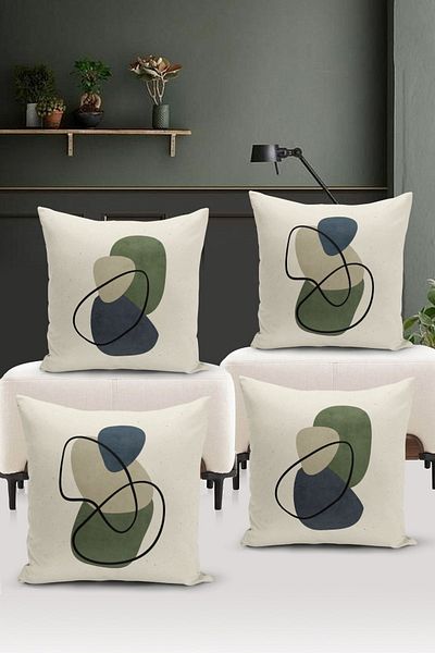 Bertille Home Minimalist Series Double Sided Digital Printed 4-Piece Throw Pillow Case Set (Minimalist Cover Set)