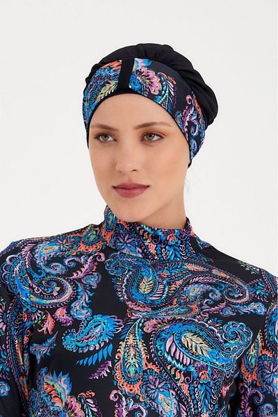 MEBA Γυναικείο Μαγιό με Λύκρα Full Covered Hijab με μαύρο σχέδιο