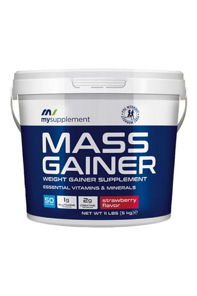 MYSUPPLEMENT Mass Gainer Carb Powder with Strawberry Flavor - 5 Kg Creatine Monohyrate Doypack 506g