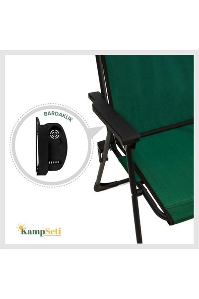 KS KampSeti 3 Adet Katlanır Kamp Sandalyesi-yeşil Taşınabilir Piknik Bahçe Sandalyesi