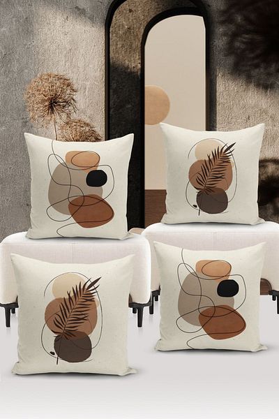 Bertille Home Minimalist Series Double Sided Digital Printed 4-Piece Throw Pillow Case Set (Minimalist Cover Set)