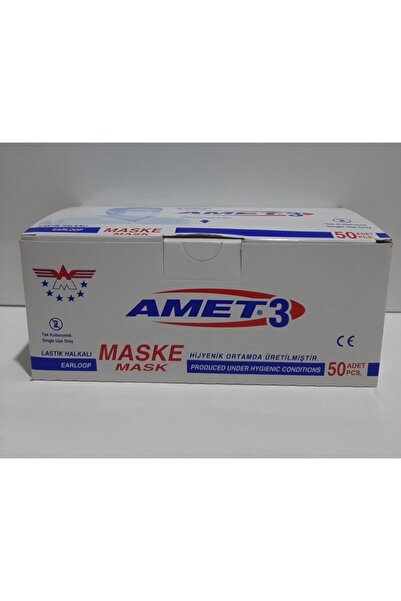 Amet Maske Meltblown Filtreli 3 Katlı 50 Li Beyaz....