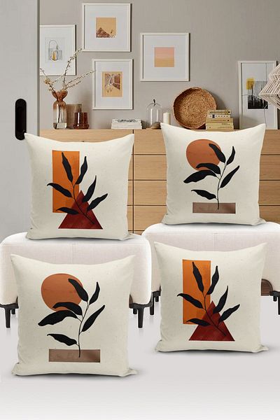 Bertille Home Μινιμαλιστική Σειρά Διπλής Όψης Ψηφιακά Εκτυπωμένη Σετ Μαξιλαροθήκης 4 τεμαχίων (Μινιμαλιστικό Σετ Κάλυμμα)