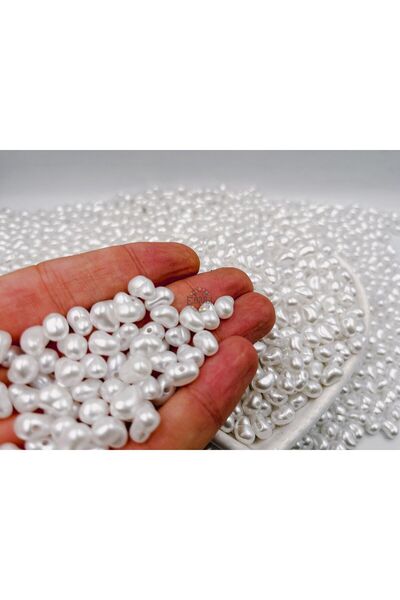 Ebruli Boncuk Τραπεζοειδές μαργαριτάρι λευκό χρώμα διάτρητο 150 τμχ χάντρες κ...