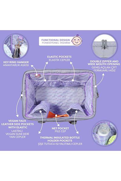 Milk & Moo Milk&Moo Wickeltasche Auslaufsicher Baby Reisetasche Antracit