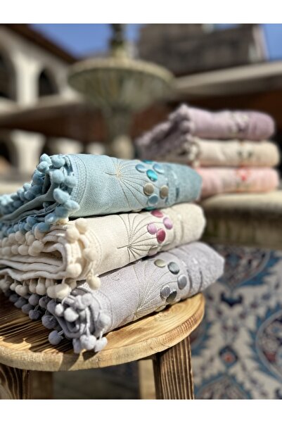 A.Z.H. Annem Orkidem - 3D вишивка з помпонами 50x90 см рушник для рук і обличчя з кучерявою текстурою, набір з 6 штук