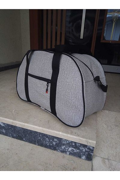 NFY STYLE Nfystyle Large Size Unisex Travel Bag with Hand and Shoulder Strap Fitness Hand Suitcase Gray Leather