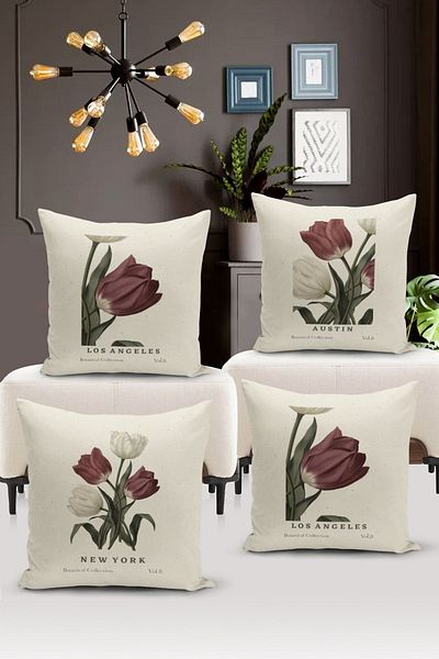 Bertille Home Σετ κάλυμμα μαξιλαριού ριχτάρι διπλής όψης Art Series 4 τεμαχίων (Σετ κάλυψης τέχνης)