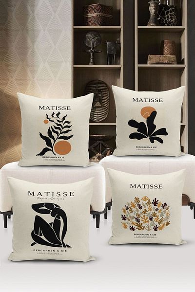 Bertille Home Σετ κάλυμμα μαξιλαριού ριχτάρι διπλής όψης Art Series 4 τεμαχίων (Σετ κάλυψης τέχνης)