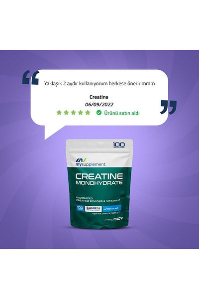 MYSUPPLEMENT Creatine Monohydrate - 200 Mesh, 506 gr Doypack, 100 Serve, 100% Micronized Amino Acid
