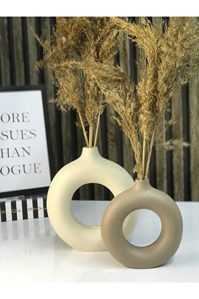 Luthien Bohemian Ring Vase - Brown Cream Decorative Object