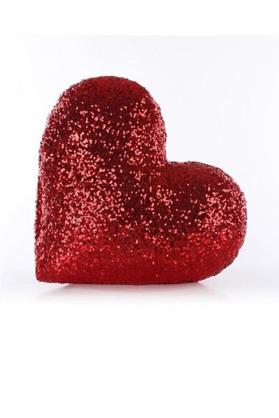 YILMAZHOME Heart Sequin Sequin Filled Pillow - Red
