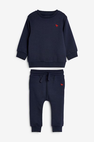 Next Baby Baby 100% Cotton Navy Blue Sweatshirt Jogger Top and Bottom Set