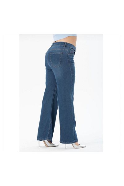 LİYACA Large Size High Waist Bol Leg Licra Jeans