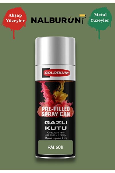 Colorium K7 Ral Renkleri 400 Ml Özel Doldurulmuş Selülozik Mat Sprey Boya Ral 6011 Küf Yeşili