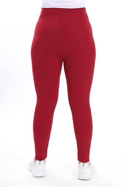 Wotto Women's Claret Red Ribbed Large Size Tights