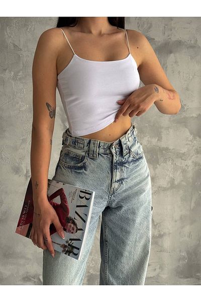 YMBRAND Crop Top din bumbac la atingere moale - Top tanc bustier cu bretele