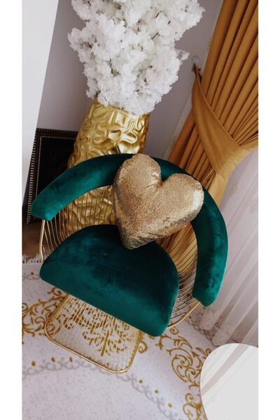 YILMAZHOME Μαξιλάρι ριχτάρι με πούλιες καρδιά - (χρυσό χρώμα)