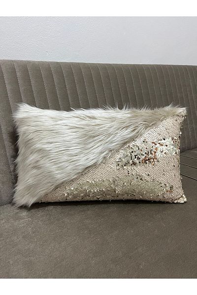 YILMAZHOME Sequin Plush Rectangular Triangle Throw Pillow Cover