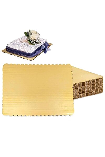 BENS 26x37 Cm Kalın Dikdörtgen Gold Mendil Pasta Sunum Altlığı 5 Adet