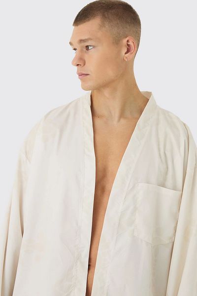 coho moda Long and Short Sleeve Graphic Print Kimono/Kaftan Shirt