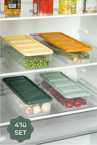 Vienev Bella Refrigerator Organizer with 4 Colorful Doors 1.65 Liters