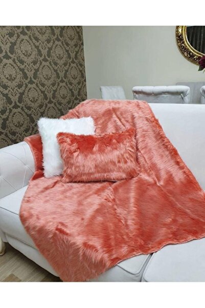 YILMAZHOME Peluş Koltuk Şalı - Turuncu