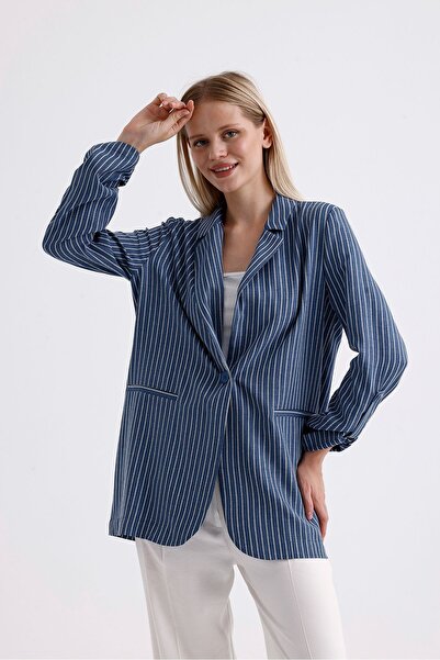 DOLCEBELLA Kadın Mavi Blazer Ceket