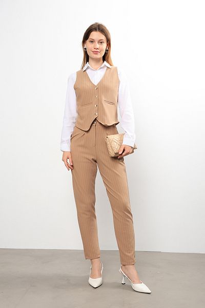 İKLİM LİFE Mink Striped Vest and Trousers Set