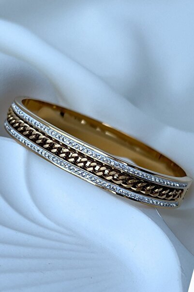 MODA Caprea Çelik Grek Hasır Kadın Kelepçe Altın Renkli Kararmaz 17 Cm Çevres...