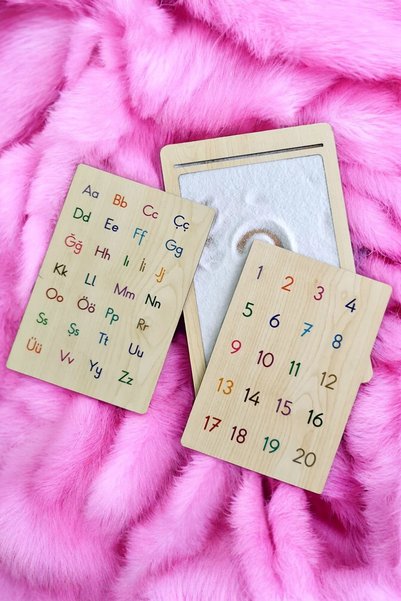 Genel Markalar Ahşap Yaz Sil Tahtası Alfabe Sayılar Montessori Öğrenme Eğitici Oyuncak