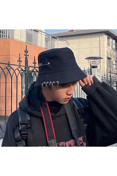 Meyra Accessories Brooch Ring Bucket Hat Men Women Sun Hat Fashion Stylish Fisherman Cap