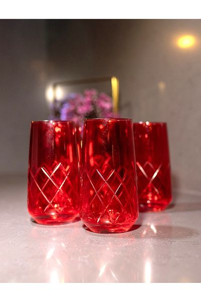 sudeka Colorful Crystal Cut Glass Water Set for 12 People - 25 Pieces