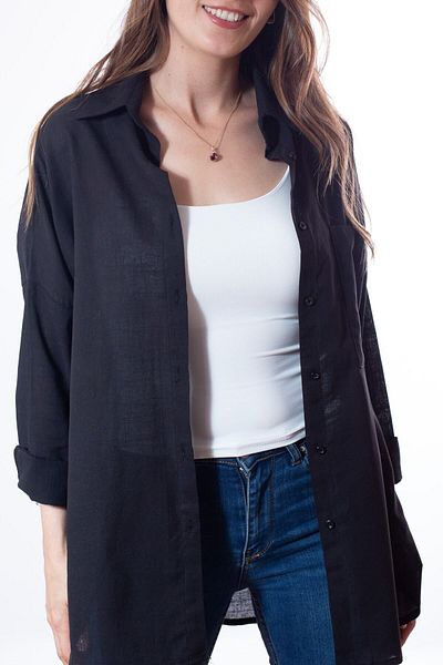 LARİSA COLLECTİON Cămașă oversize din in - Design subțire de vară